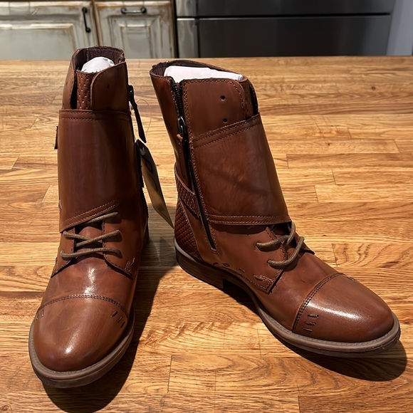 NWT Bed Stu Roan Leather Deception Wrap Over Combat Boots - Picture 3 of 7